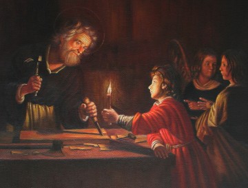 Inventaire œuvres - Enfance du Christ de Gerard van Honthorst Jésus chrétien 18x21 pouces EURO180