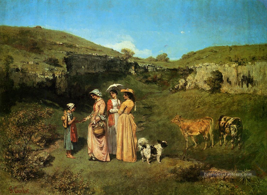 Les Demoiselles Du Village Realisme Realisme Peintre Gustave Courbet Peinture Tableau En Vente