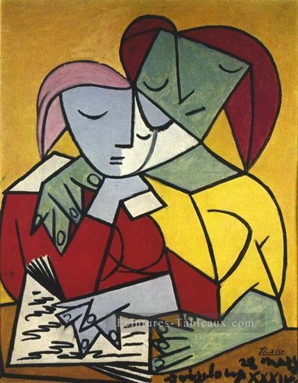 Deux Personnages 2 1934 Cubisme Peinture Tableau En Vente