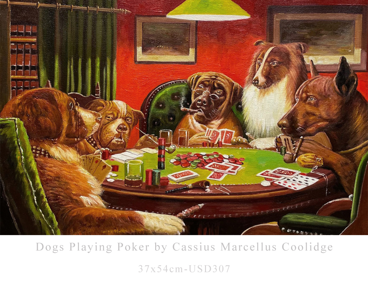 Dogs Playing Poker Cassius Marcellus Coolidge 37x54cm EUR307 Peintures à l'huile